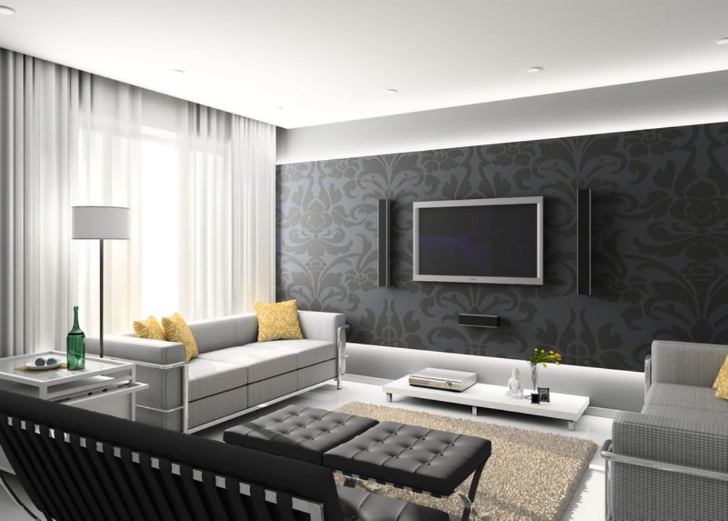 Image of: dark living room paint ideas with accent wall