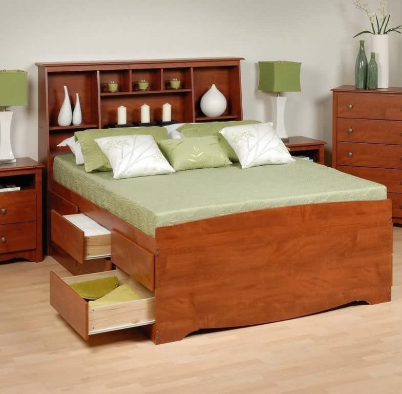 Image of: awesome full size storage bed with bookcase headboard