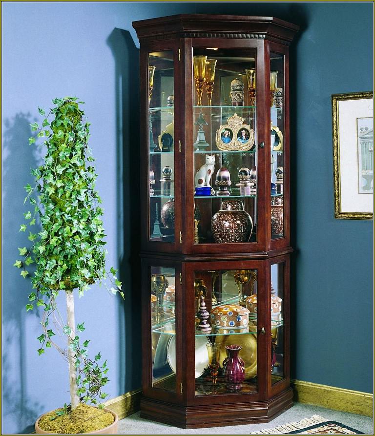 Image of: beautiful lighted corner curio cabinet