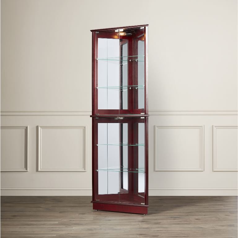 Image of: contemporary lighted corner curio cabinet