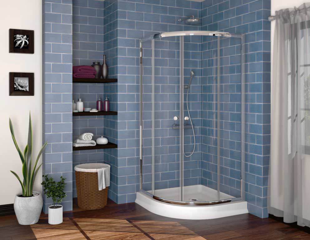 Image of: corner shower kits small bathrooms style