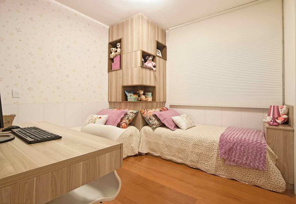 Image of: cute twin beds with corner unit for girls bedroom