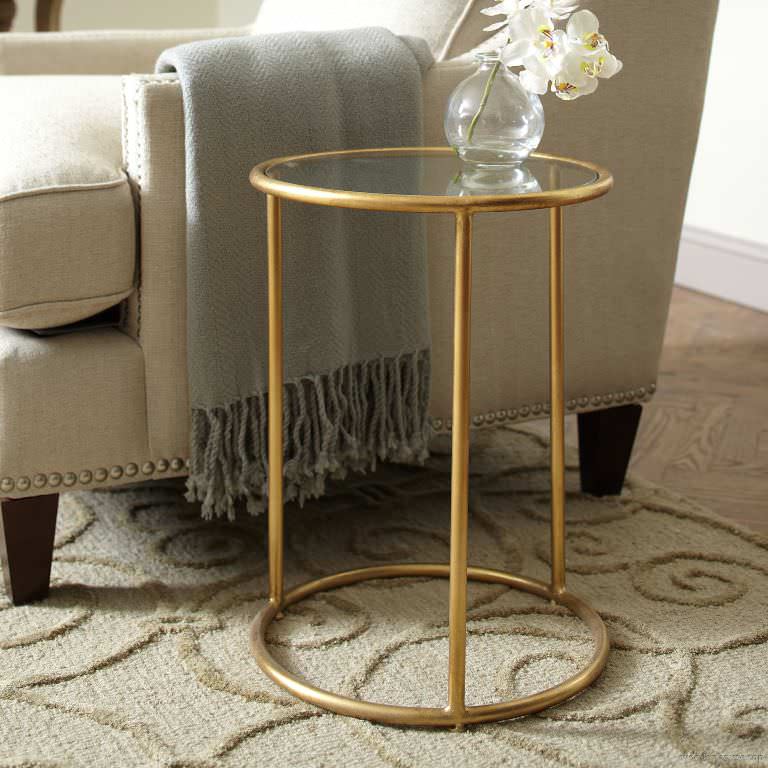 Image of: drum glass accent table