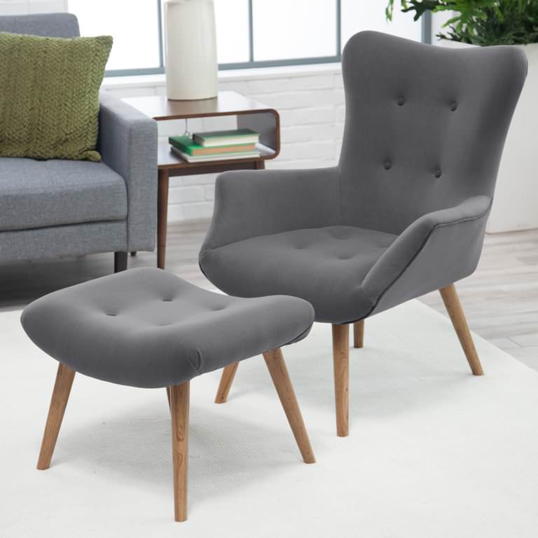 Image of: fabrics accent chair with ottoman