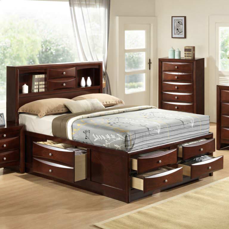 Image of: full size storage bed with drawers