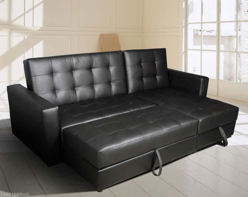 Image of: leather convertible sofa bed with storage