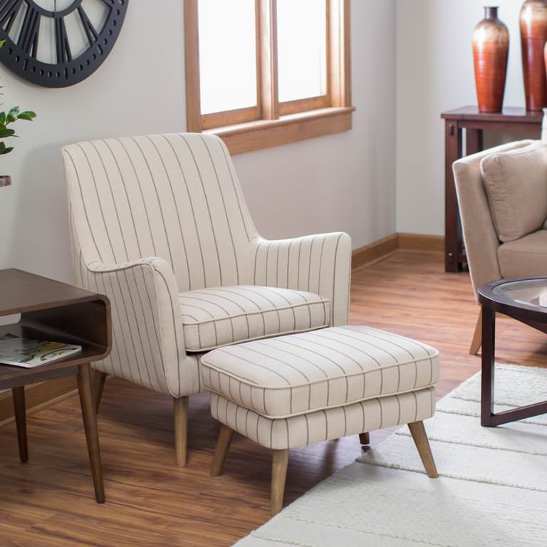 Image of: patterned accent chair with ottoman