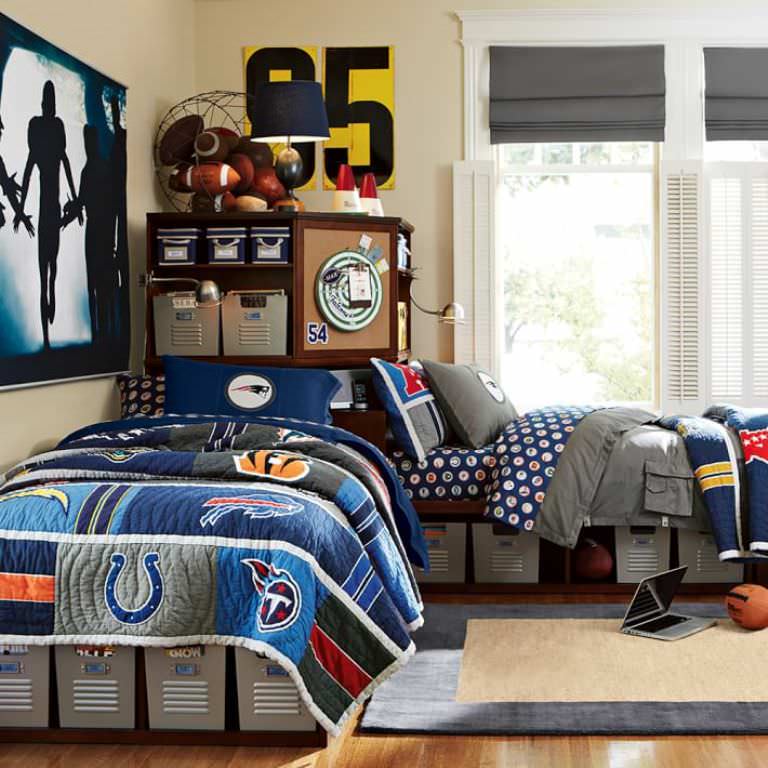 Image of: twin beds with corner unit for boys bedroom