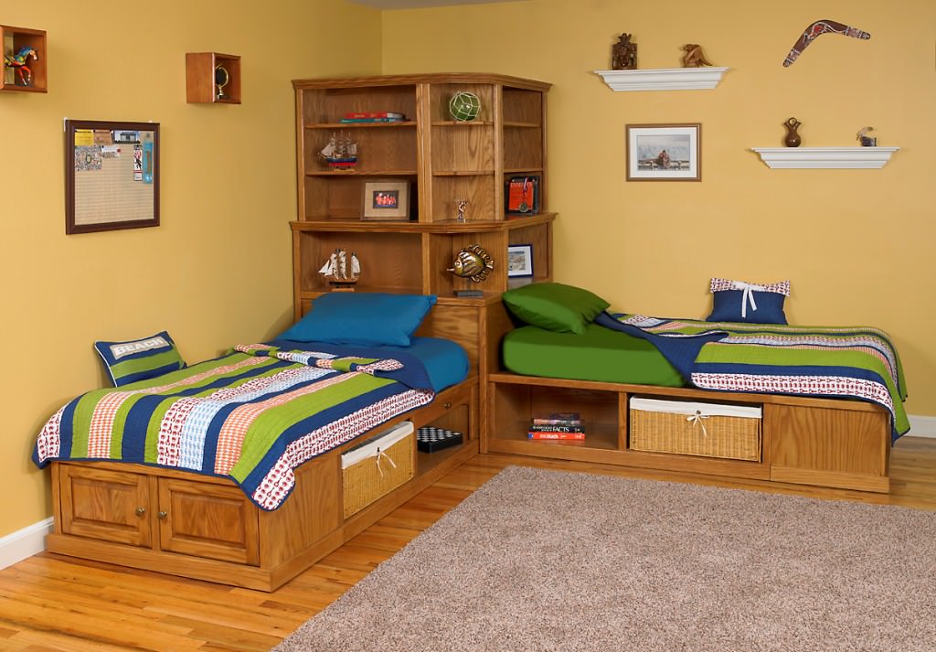 Image of: twin beds with corner unit idea