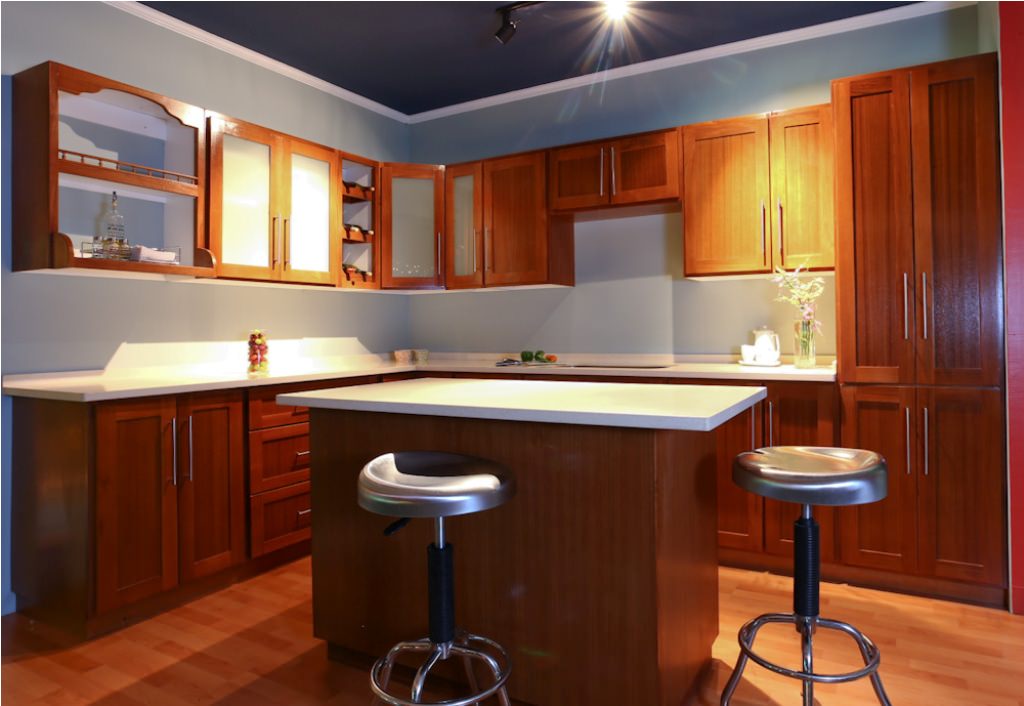 Image of: teak finish kitchen cabinets