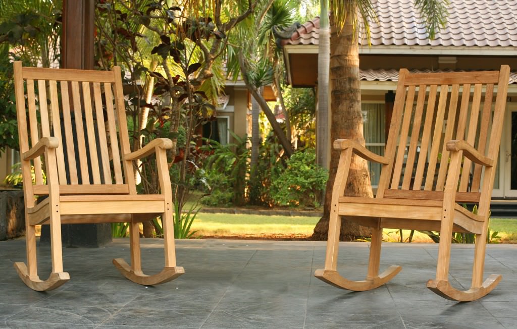 Image of: teak outdoor rocking chair