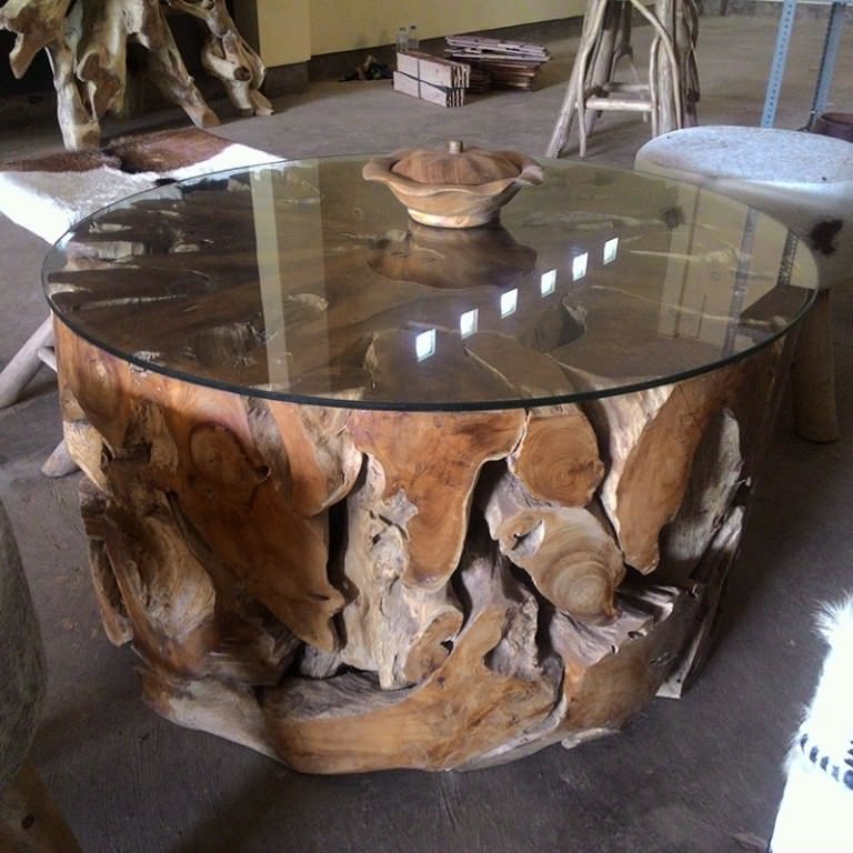 Image of: teak root dining table