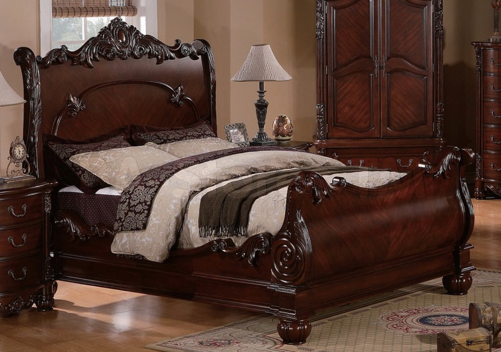 Image of: antique upholstered sleigh bed