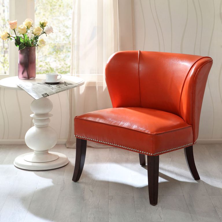 Image of: burnt orange accent chair leather