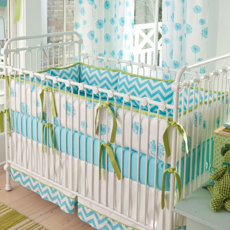 Image of: coral and aqua baby bedding ideas