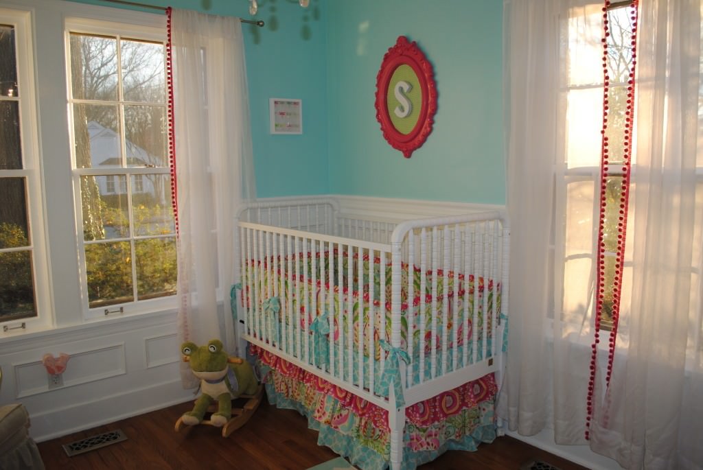 Image of: coral and aqua baby bedding sets