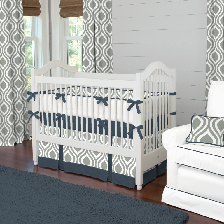 Image of: grey and white chevron baby bedding plans