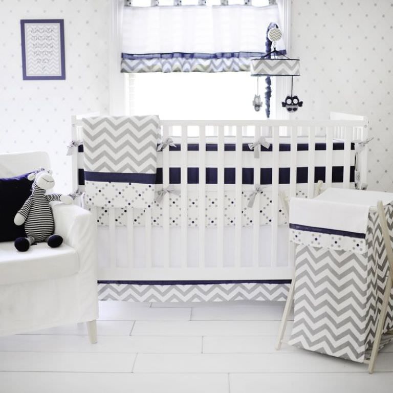 Image of: grey and white chevron baby bedding