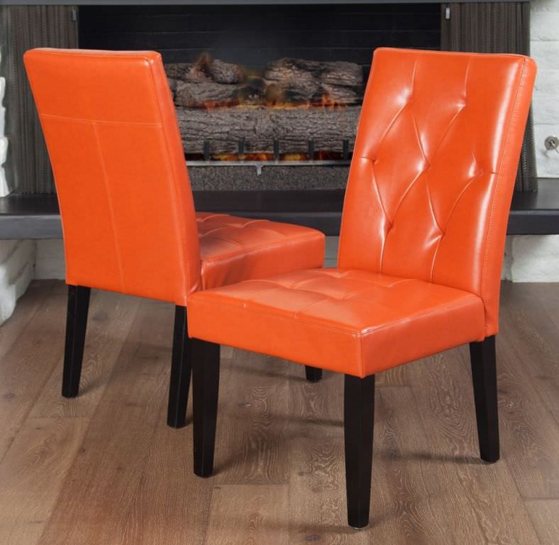 Image of: orange leather chair