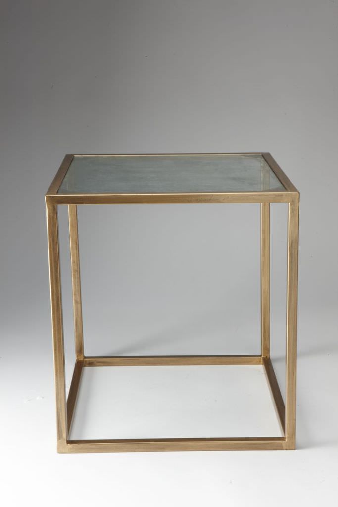 Image of: small brass accent table with glass top