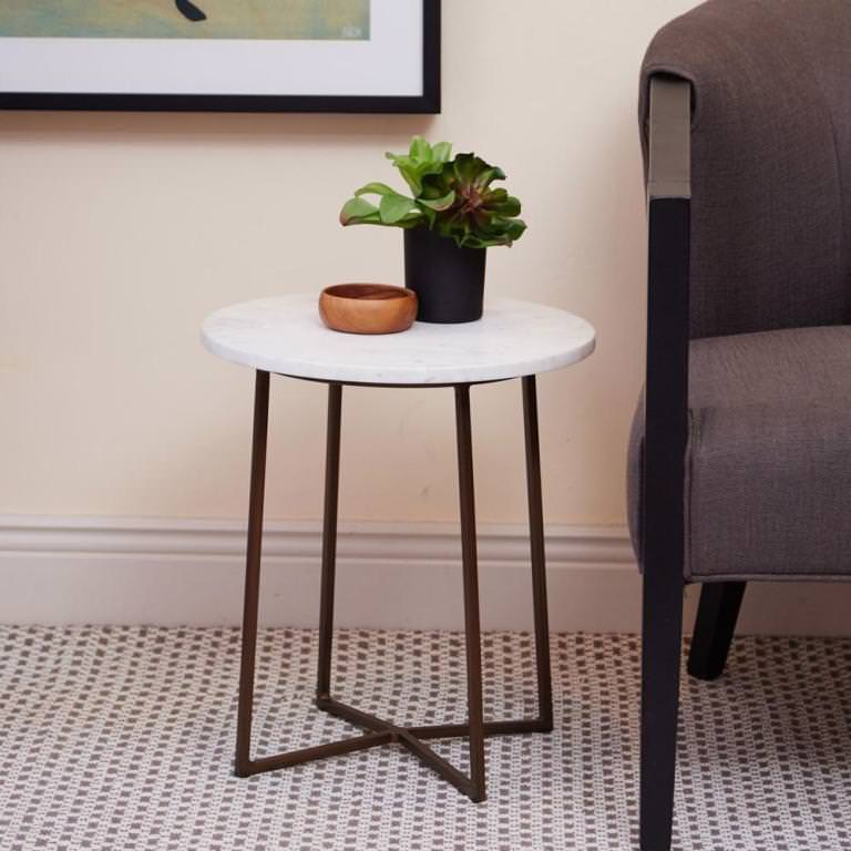 Image of: small brass accent table with marble top