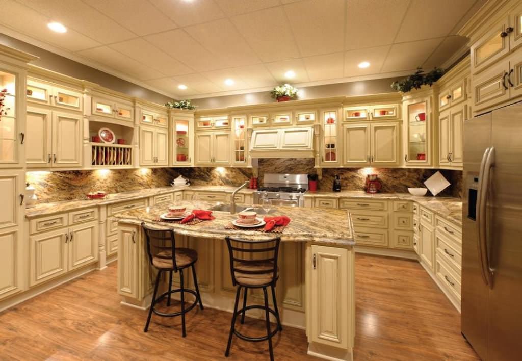 Image of: antique white kitchen cabinets style