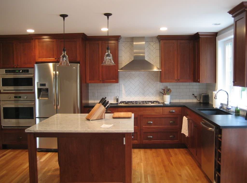 Image of: brown mahogany gel stain kitchen cabinets