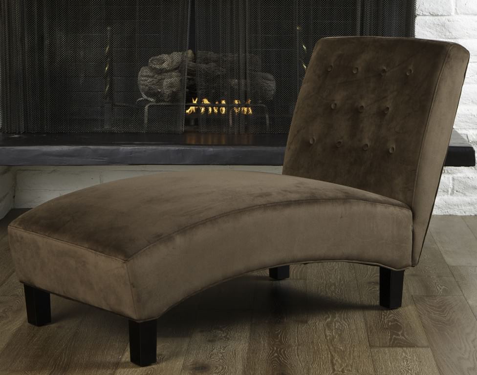 Image of: brown velvet chaise lounge