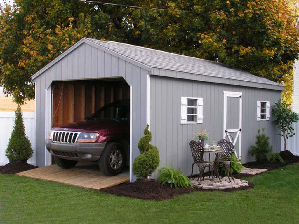 Image of: modern wooden prefab garage