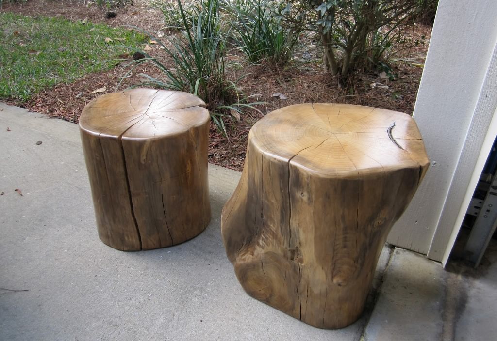 Image of: outdoor tree stump table