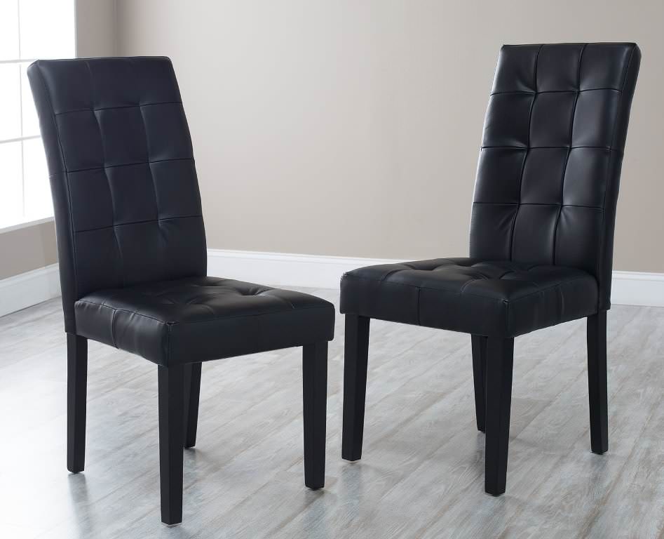 Image of: Black Leather Parsons Chairs