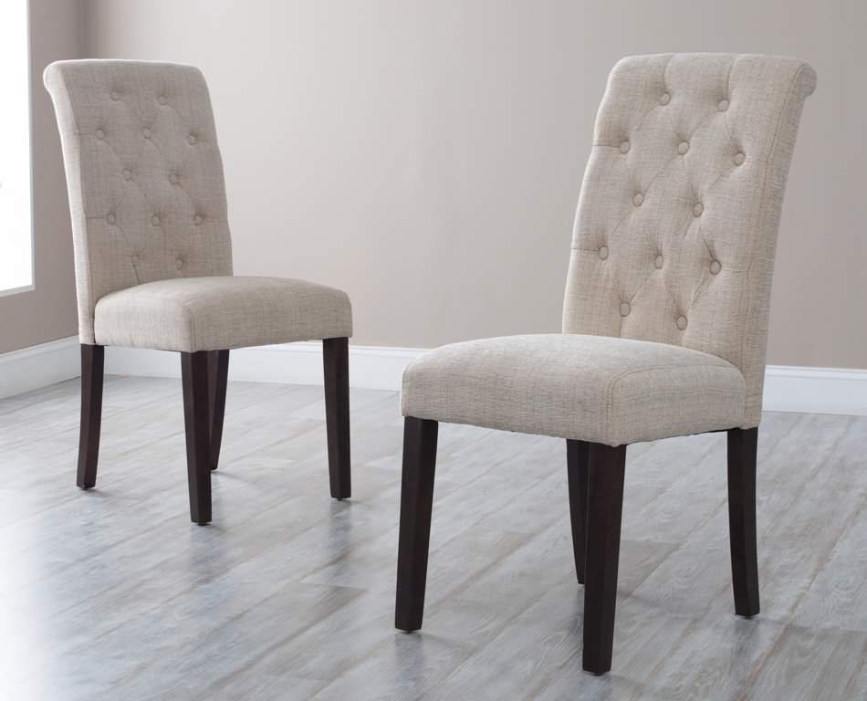 Image of: White Farbric Parsons Chairs