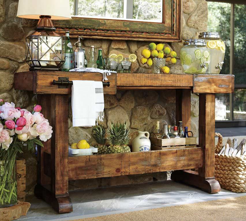 Image of: rustic outdoor console table