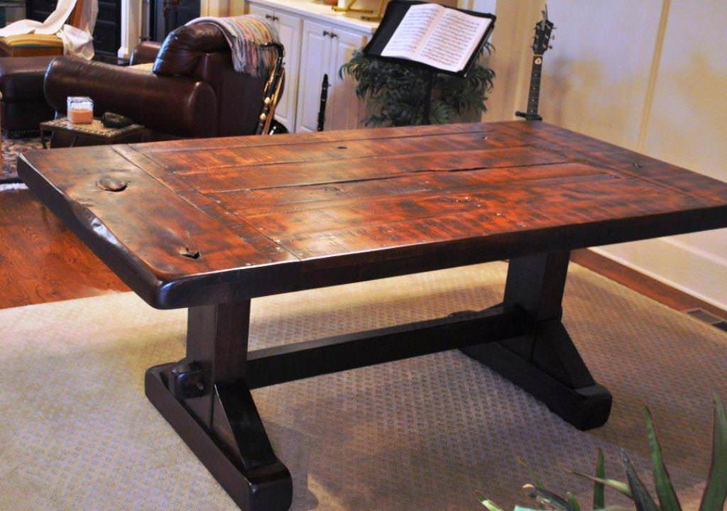 Image of: rustic trestle dining table