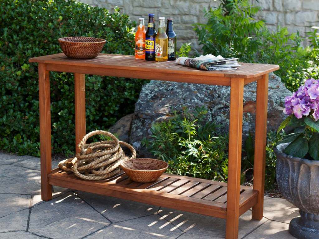 Image of: teak outdoor console table 2