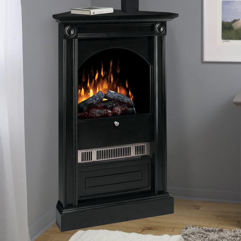 Image of: black corner electric fireplace