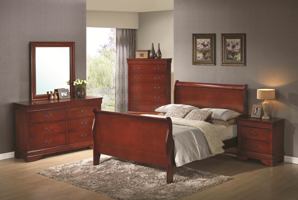 Image of: cherry wood bed frame queen