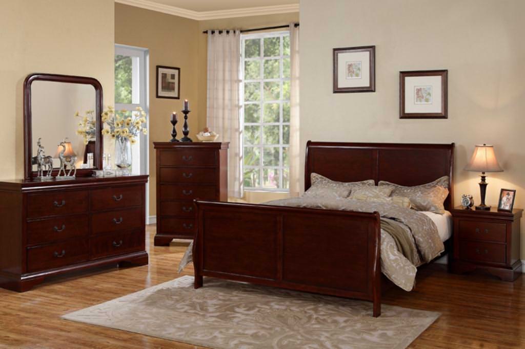 Image of: cherry wood sleigh bedroom sets
