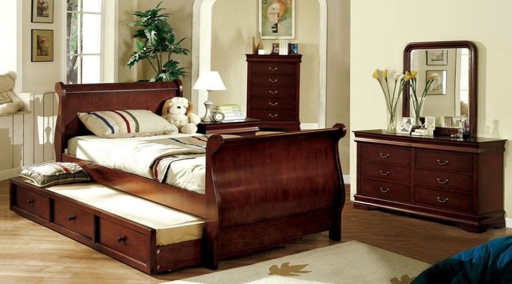Image of: cherry wood sleigh beds design