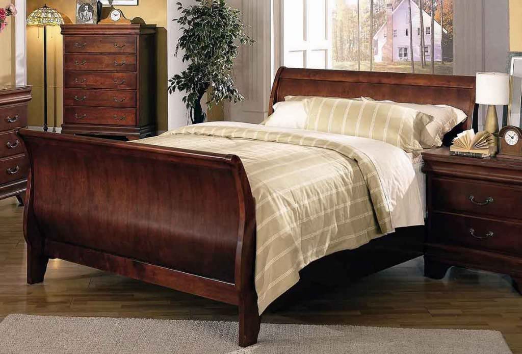 Image of: cherry wood sleigh beds pictures