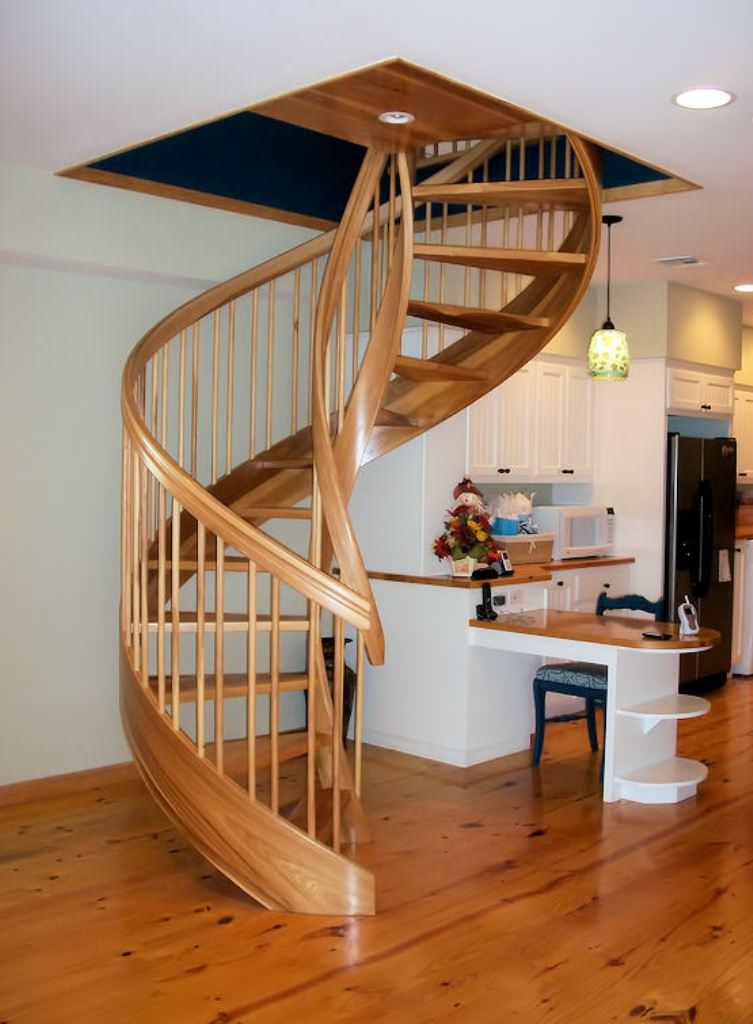 Image of: circular staircase in kitchen