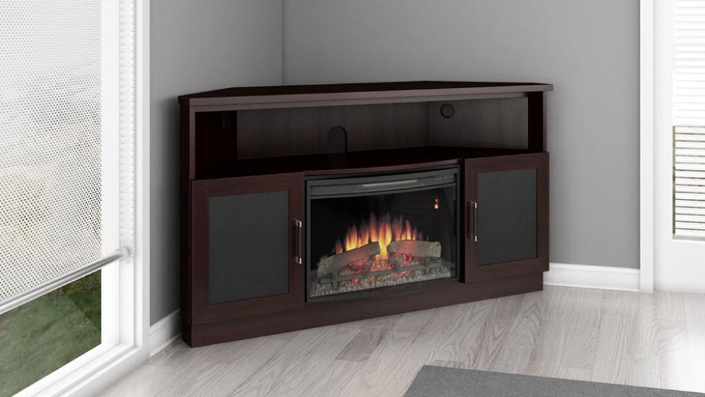 Image of: corner electric fireplace images