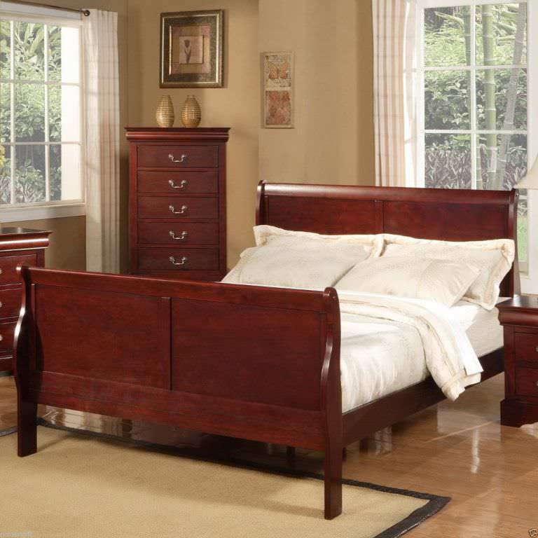 Image of: dark cherry wood sleigh beds