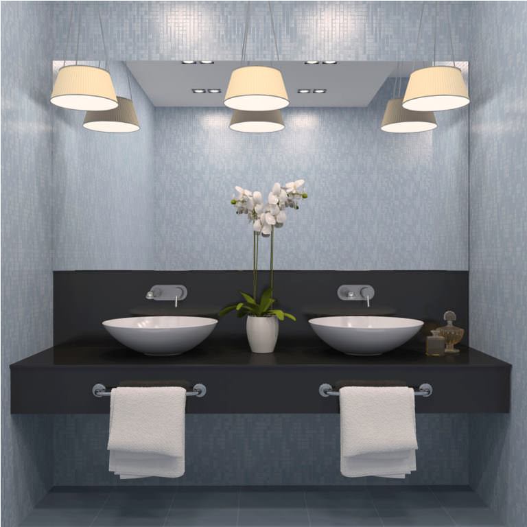 Image of: double white ceramic bowl sinks bathroom