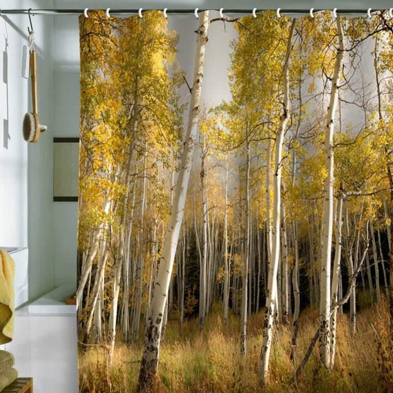 Image of: forest fabric shower curtain