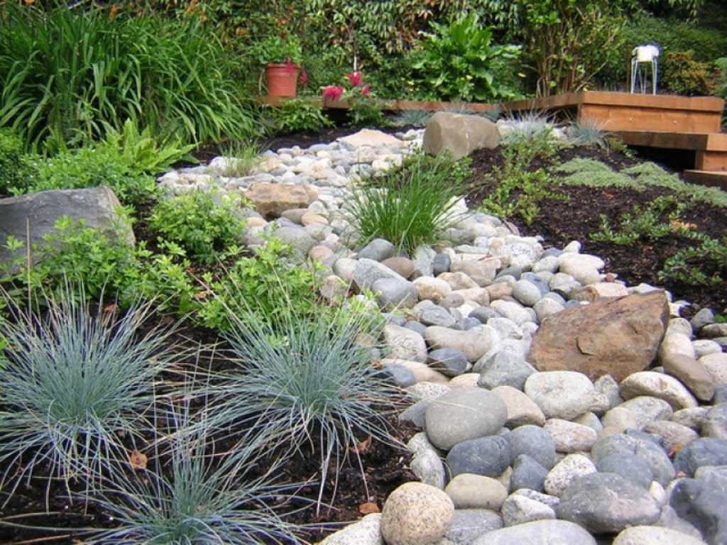 Image of: landscaping with river rock cost