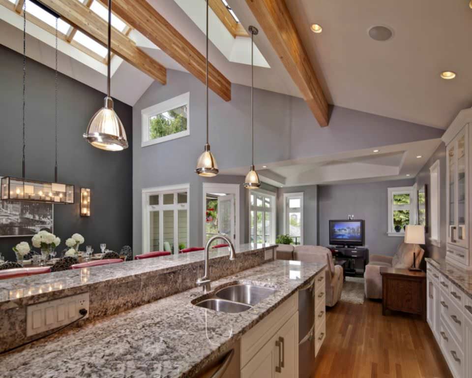 Image of: lighting for vaulted ceilings kitchen
