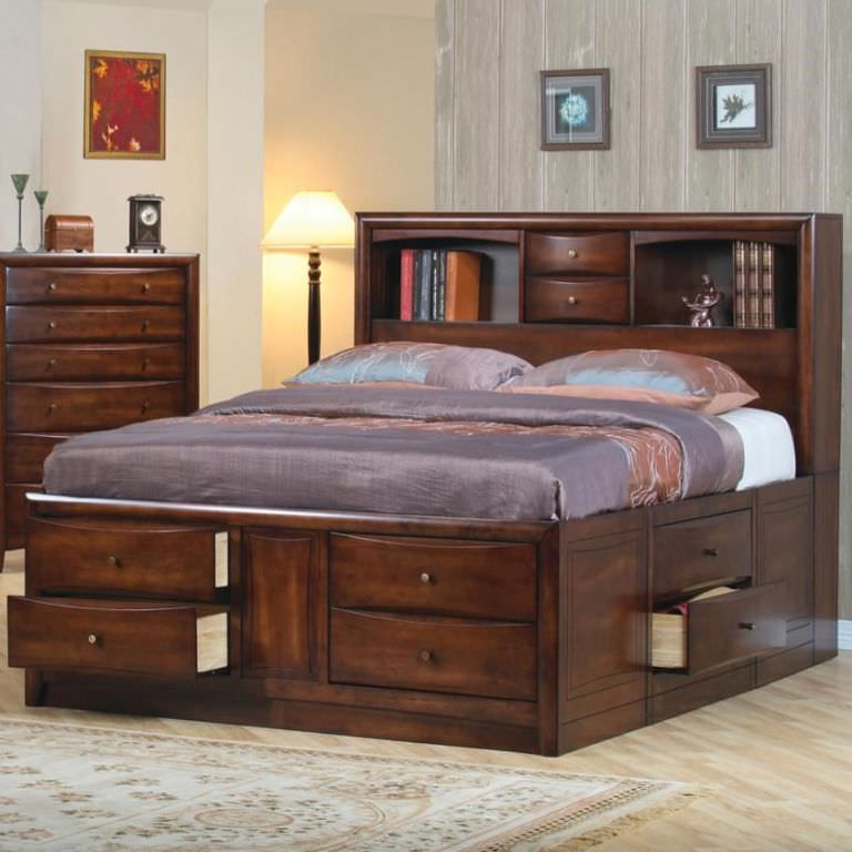 Image of: queen bookcase bed with storage