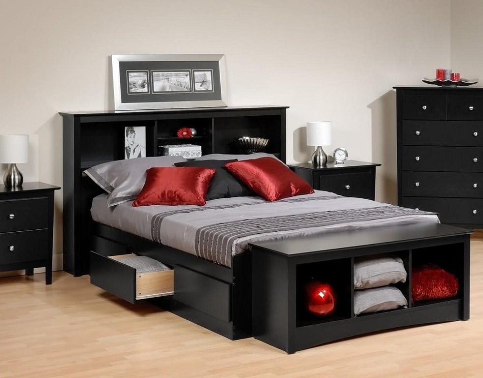 Image of: queen bookcase beds