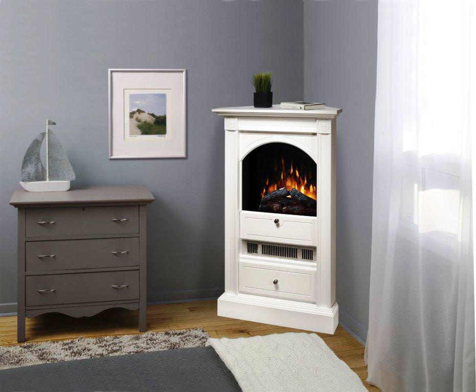 Image of: white corner electric fireplace
